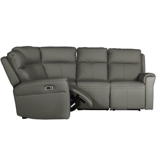 Rochester Leather Electric Recliner Corner Sofa In Ash | Bed Sava