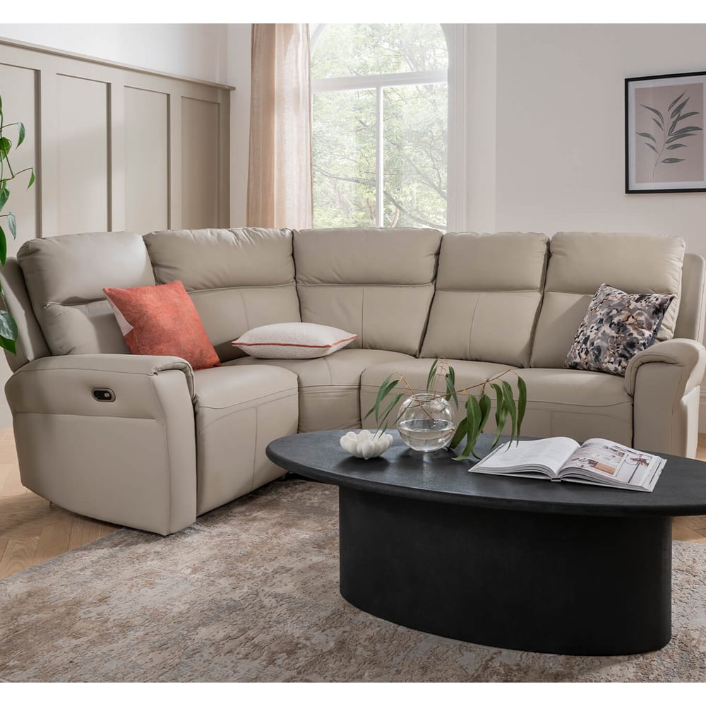Rochester Leather Electric Recliner Corner Sofa In Stone