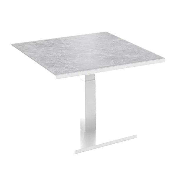 Rochester Stone Square Adjustable Dining Table In White | Bed Sava