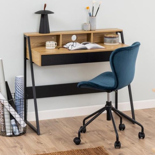 Rockford Wooden Laptop Desk With 2 Drawers In Matt Wild Oak | Bed Sava