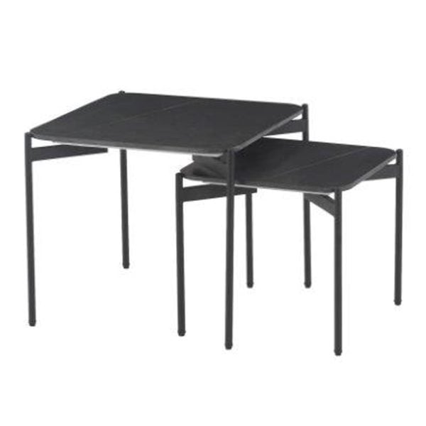 Rockton Black Ceramic Nest Of 2 Tables With Metal Legs | Bed Sava