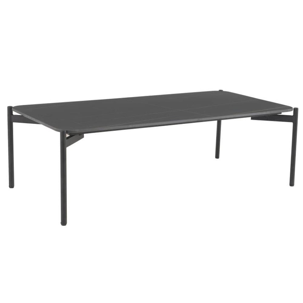 Rockton Black Ceramic Rectangular Coffee Table With Metal Legs