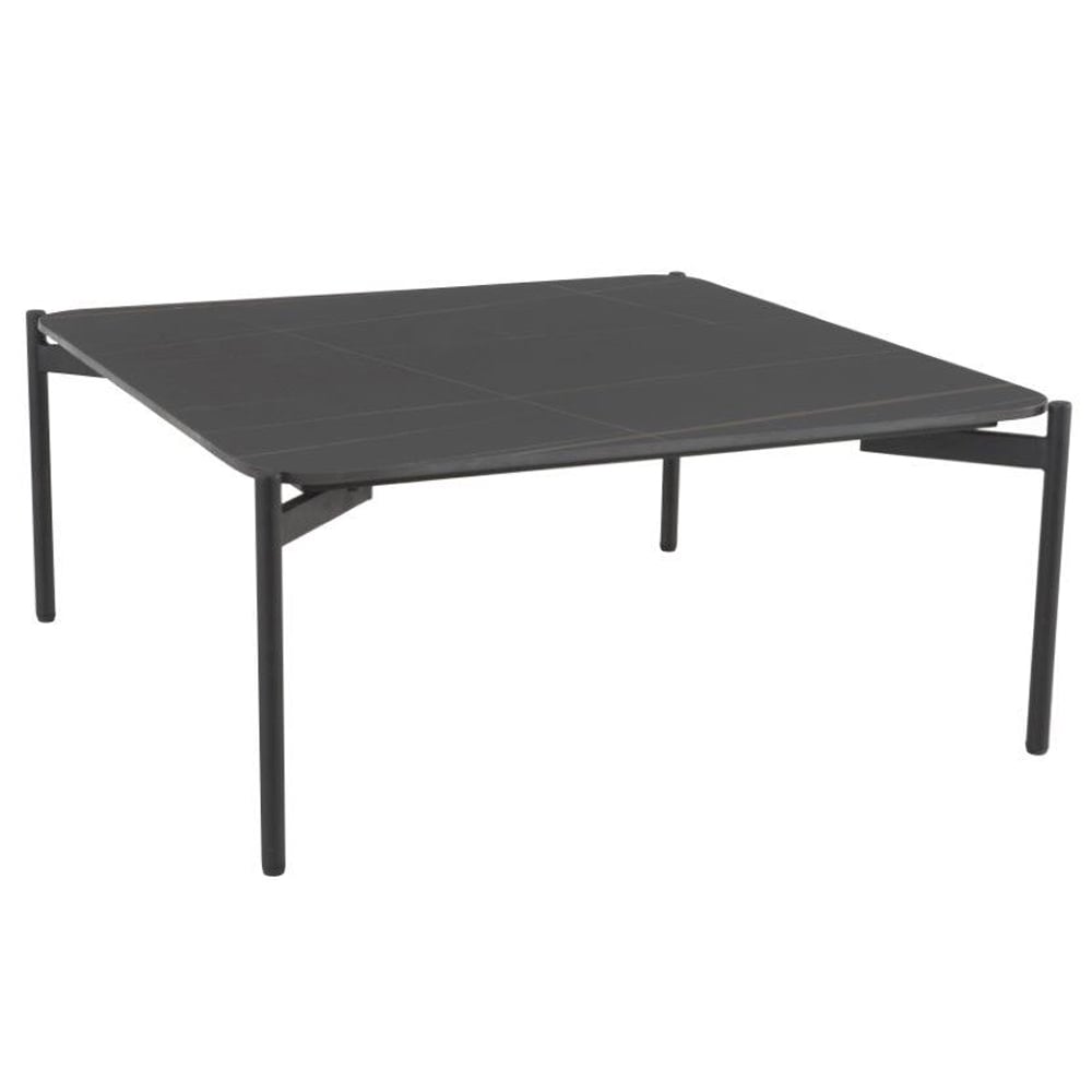 Rockton Black Ceramic Square Coffee Table With Metal Legs