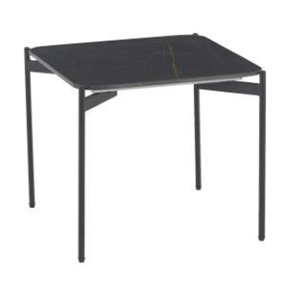 Rockton Black Ceramic Square End Table With Metal Legs