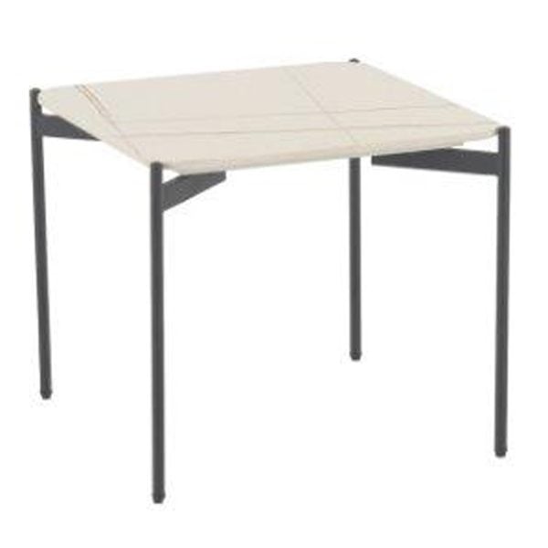 Rockton White Ceramic Square End Table With Metal Legs | Bed Sava