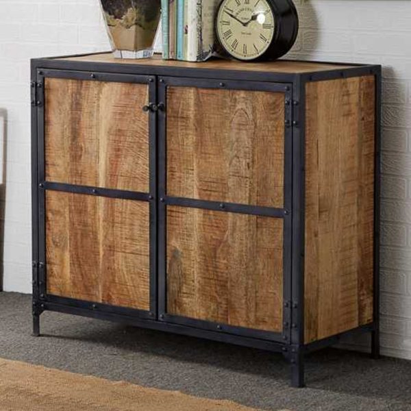 Romarin Compact Sideboard In Reclaimed Wood And Metal Frame | Bed Sava