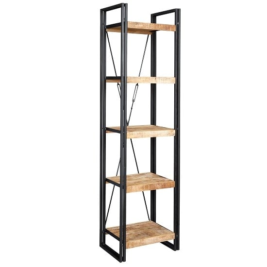 Clio Slim Bookcase In Reclaimed Wood And Metal Frame | Bed Sava