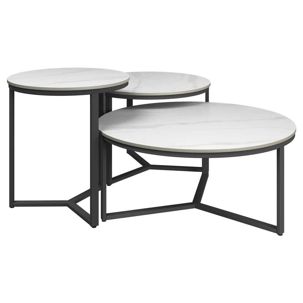 Rome Ceramic Nesting Coffee Tables In White