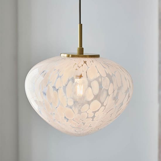 Rome Confetti Glass Single Ceiling Pendant Light In Satin Brass