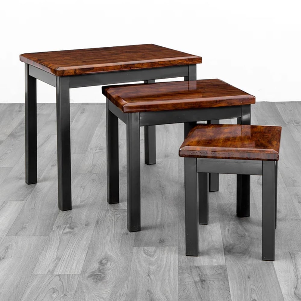 Rome High Gloss Nest Of 3 Tables In Brown Marble Effect