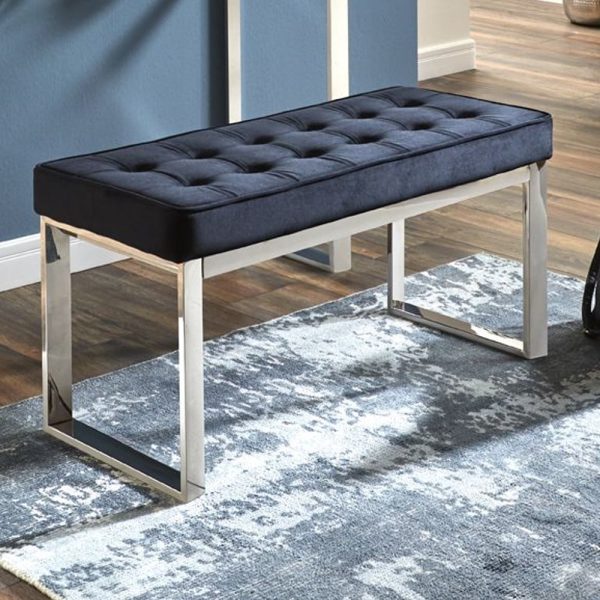 Reno Black Textile Fabric Hallway Bench With Stainless Steel Legs | Bed Sava