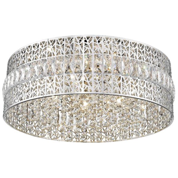 Rosalin 7 Light Glitzy Crystal Flush Light In Chrome | Bed Sava