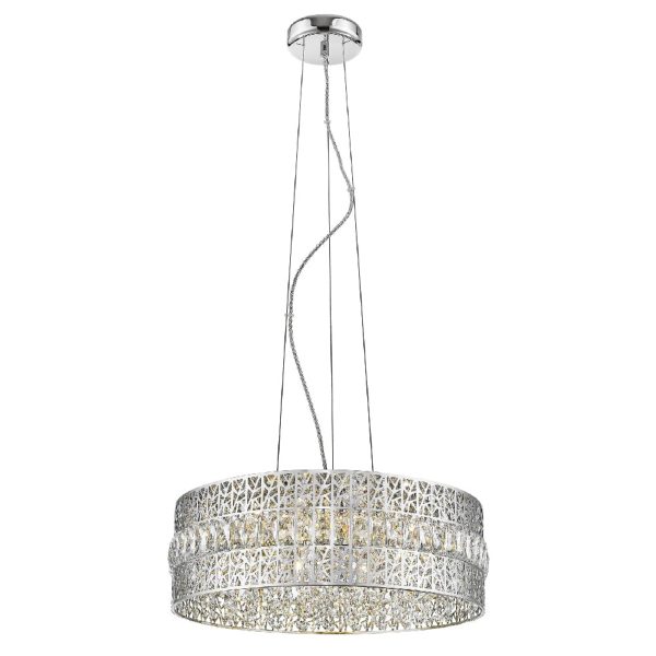 Rosalin 7 Light Glitzy Crystal Pendant Light In Chrome | Bed Sava