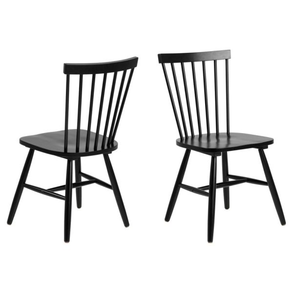Roswell Black Wooden Dining Chairs In Pair | Bed Sava