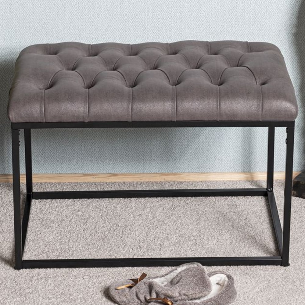 Roswell Textile Fabric Stool With Steel Frame In Anthracite Black