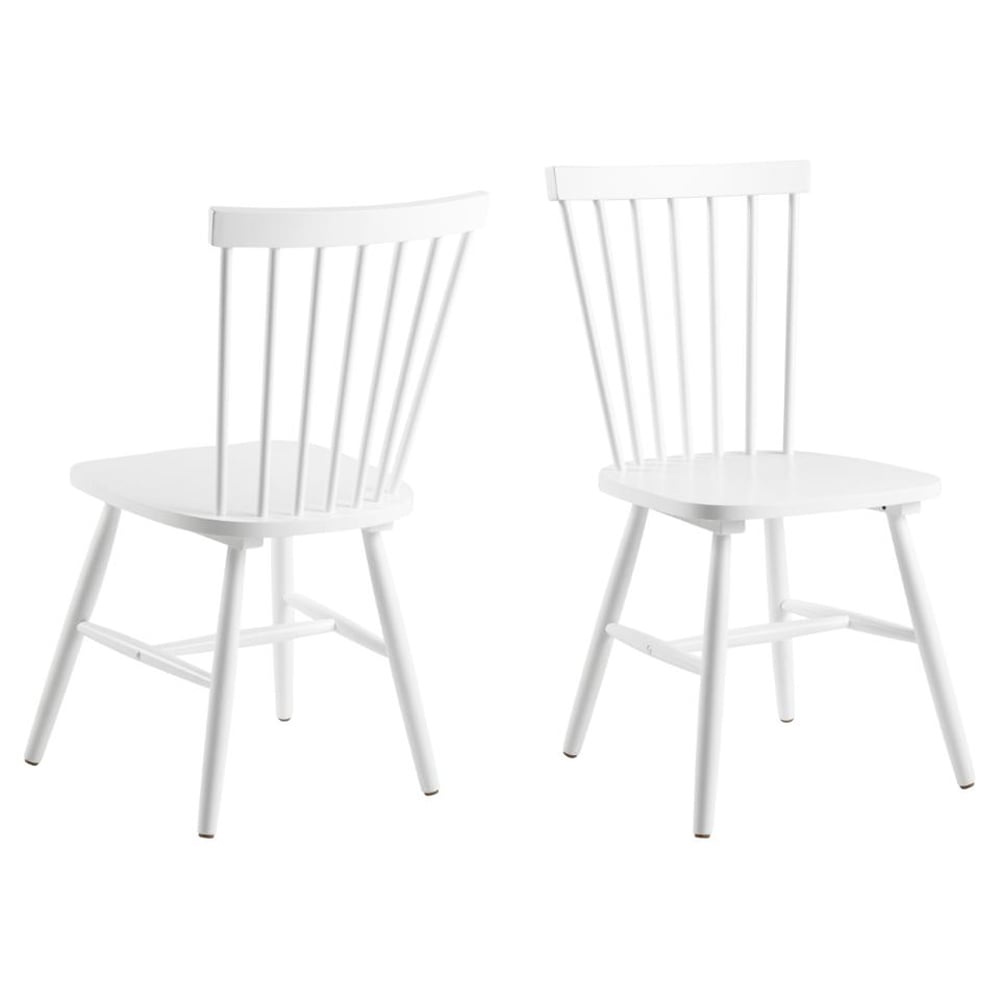 Roswell White Wooden Dining Chairs In Pair