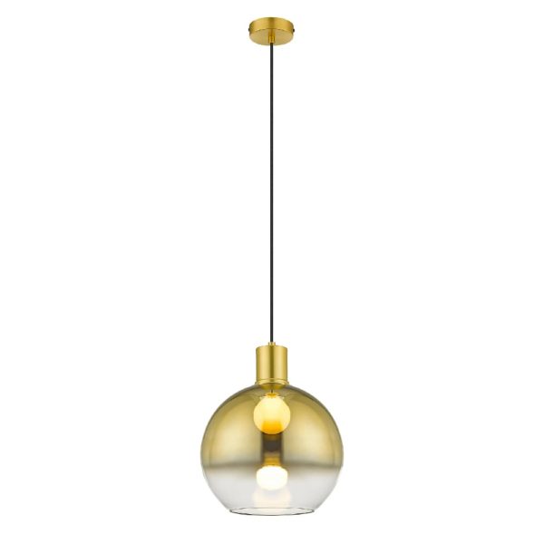 Roundhay Smoked Glass Shade Bar Pendant Light In Gold | Bed Sava