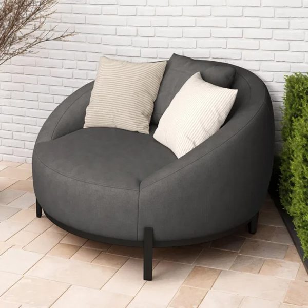 Ruidoso Fabric Garden Round Sofa In Slate And Charcoal | Bed Sava