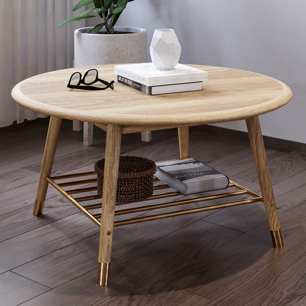 Rumbek Wooden Round Coffee Table In Natural