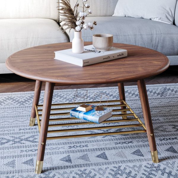 Rumbek Wooden Round Coffee Table In Walnut | Bed Sava