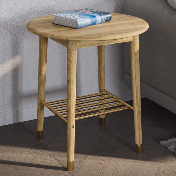 Rumbek Wooden Round Side Table In Natural | Bed Sava