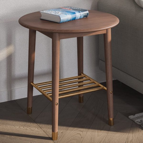 Rumbek Wooden Round Side Table In Walnut | Bed Sava