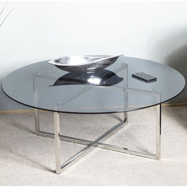 Ruston Smoked Glass Top Coffee Table With Stainless Steel Legs | Bed Sava