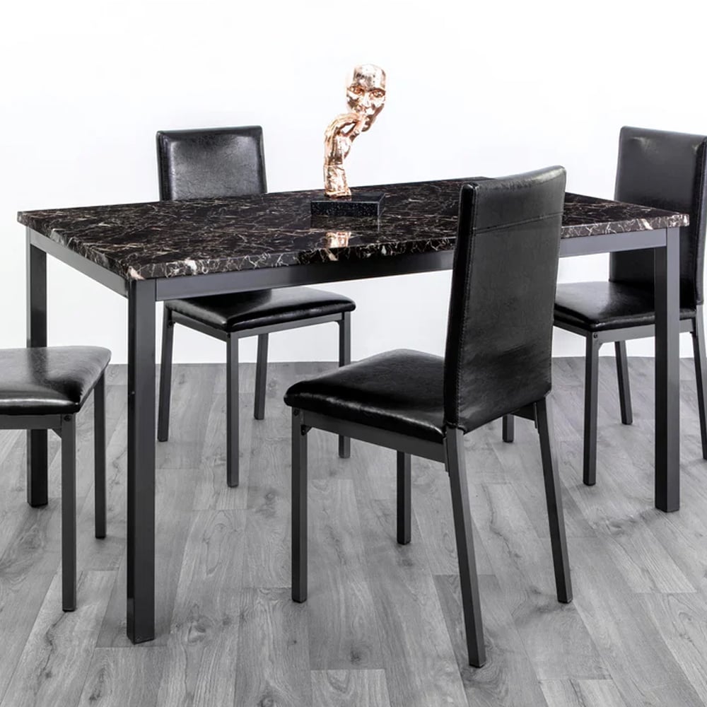 Ruston Large Gloss Dining Table In Wenge Marble Effect