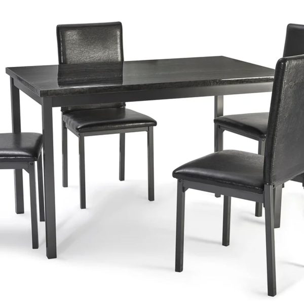 Ruston Small Gloss Dining Table In Charcoal Black Marble Effect | Bed Sava