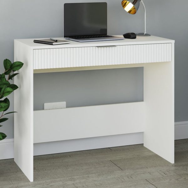 Rutland Wooden Laptop Desk With 1 Drawer In White | Bed Sava