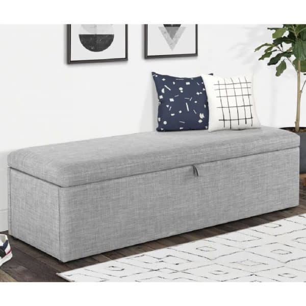 Sadzi Fabric Blanket Box In Light Grey | Bed Sava