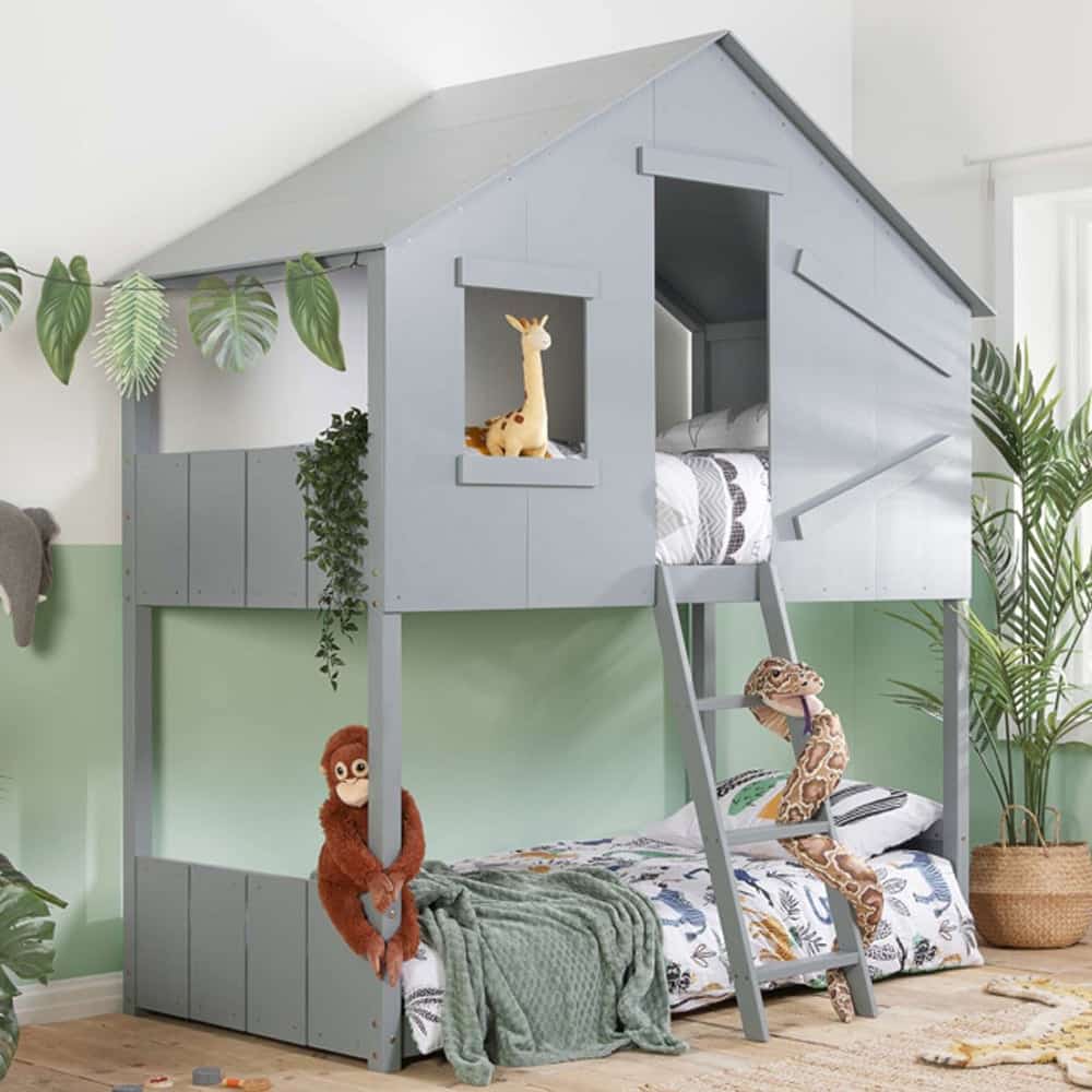 Safaris Wooden Bunk Bed With Ladder In Grey