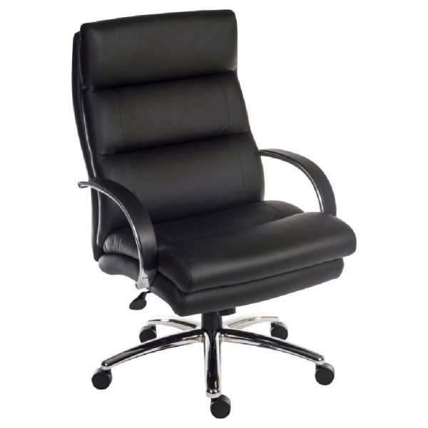 Safford Leather Home And Office Chair In Black | Bed Sava
