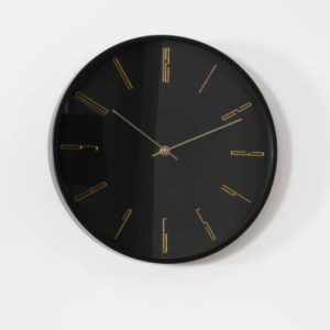 Salado Round Modern Analogue Wall Clock In Black | Bed Sava