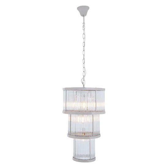 Salas Small Ribbed Pattern 3 Tier Chandelier Light In Nickel