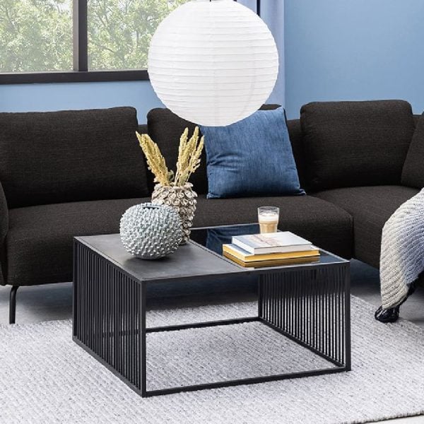 Salem Wooden And Glass Coffee Tables Square In Black | Bed Sava