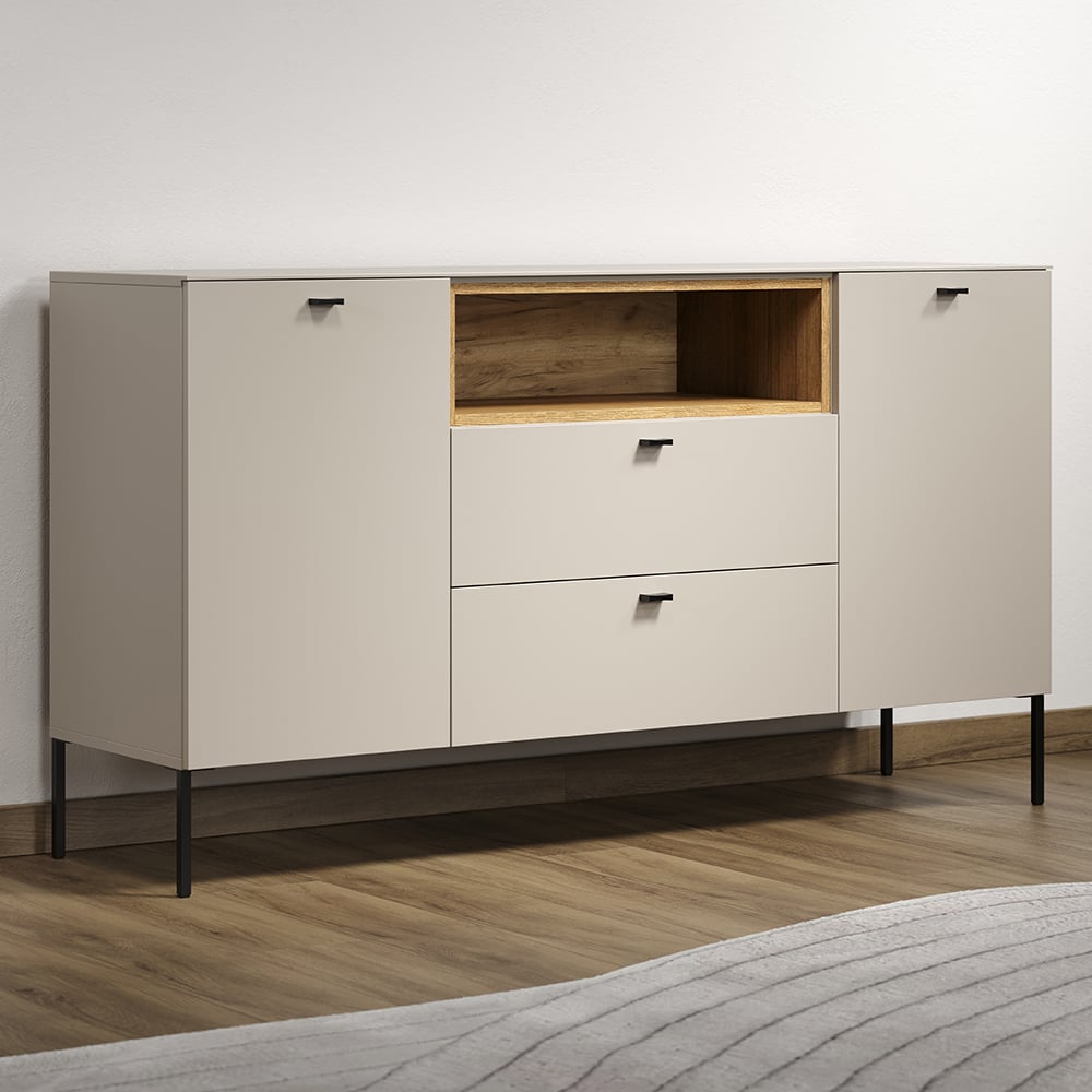 Salem Wooden Sideboard With 2 Doors 2 Drawers In Cashmere And Oak