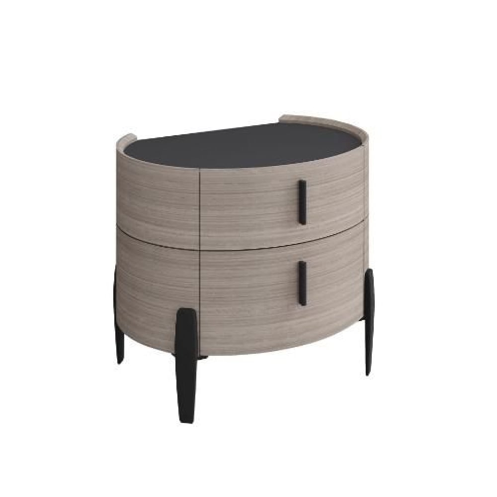 Salinas Wooden Bedside Cabinet With 2 Drawers In Beige