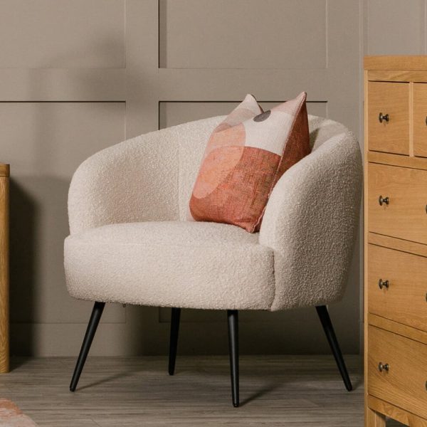 Salisbury Fabric Bedroom Chair With Black Legs In Cream | Bed Sava