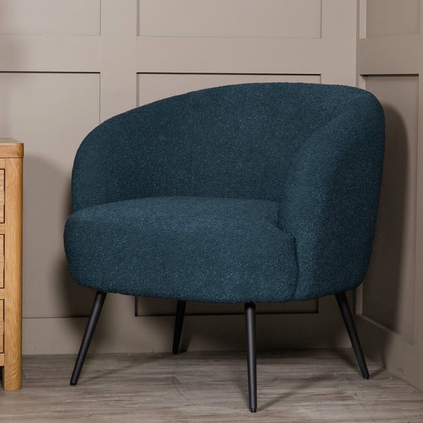 Salisbury Fabric Bedroom Chair With Black Legs In Navy | Bed Sava