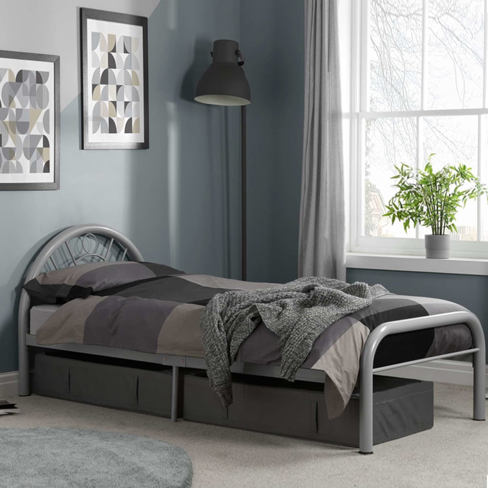 Salol Metal Single Bed In Silver