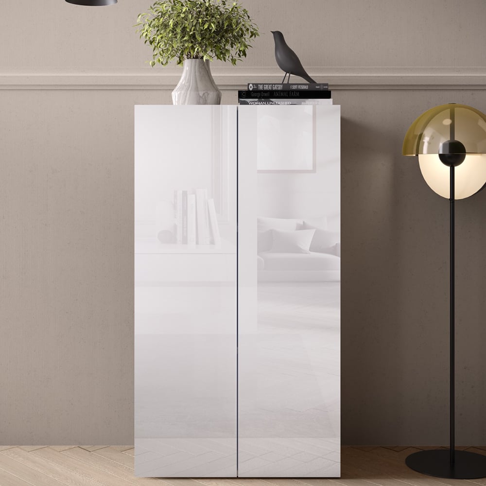 Salta High Gloss Wardrobe With 2 Doors In White