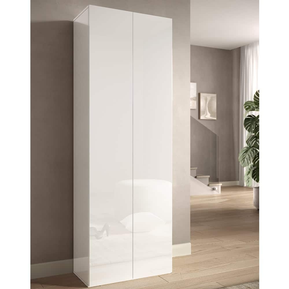 Salta Tall High Gloss Shoe Storage Cabinet With 2 Doors In White