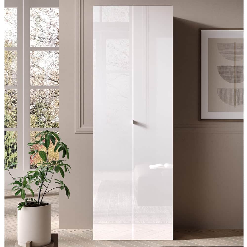 Salta Tall High Gloss Wardrobe With 2 Doors In White