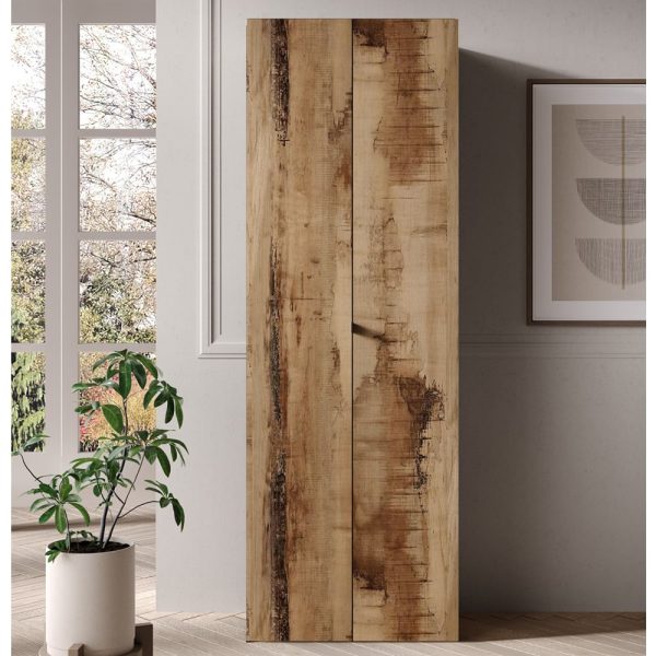 Salta Tall Wooden Wardrobe With 2 Doors In Black And Pearl Oak | Bed Sava