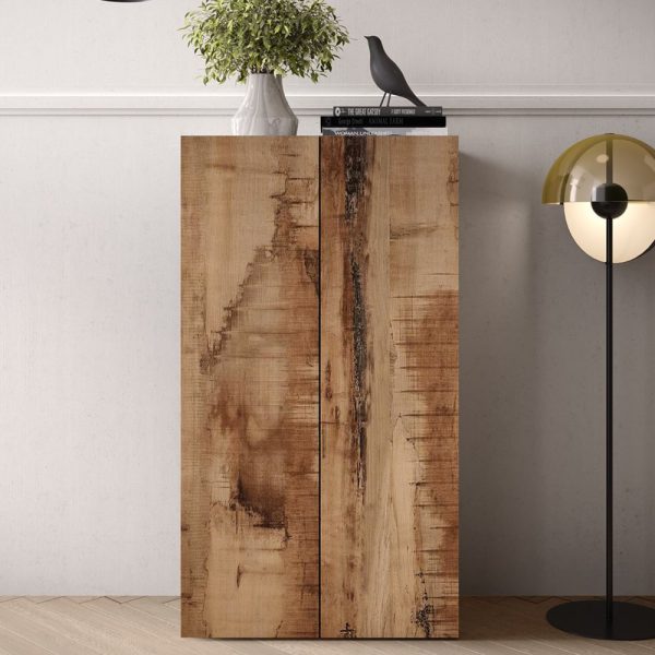 Salta Wooden Highboard With 2 Doors In Black And Pearl Oak | Bed Sava