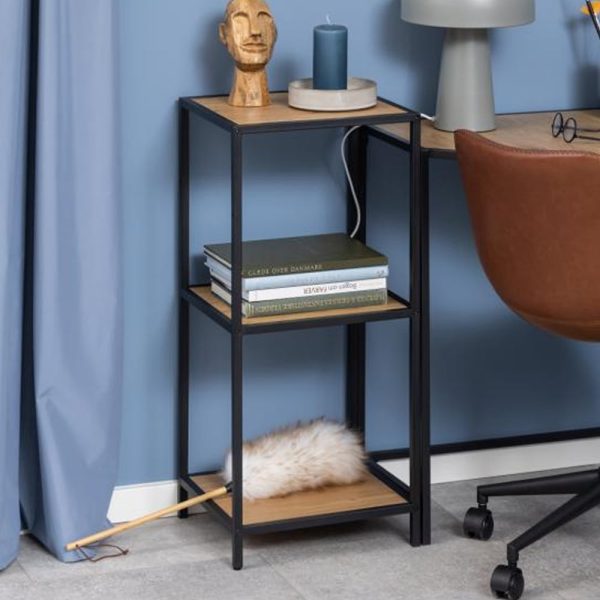Salvo Wooden Bookcase With 2 Shelves In Matt Wild Oak | Bed Sava