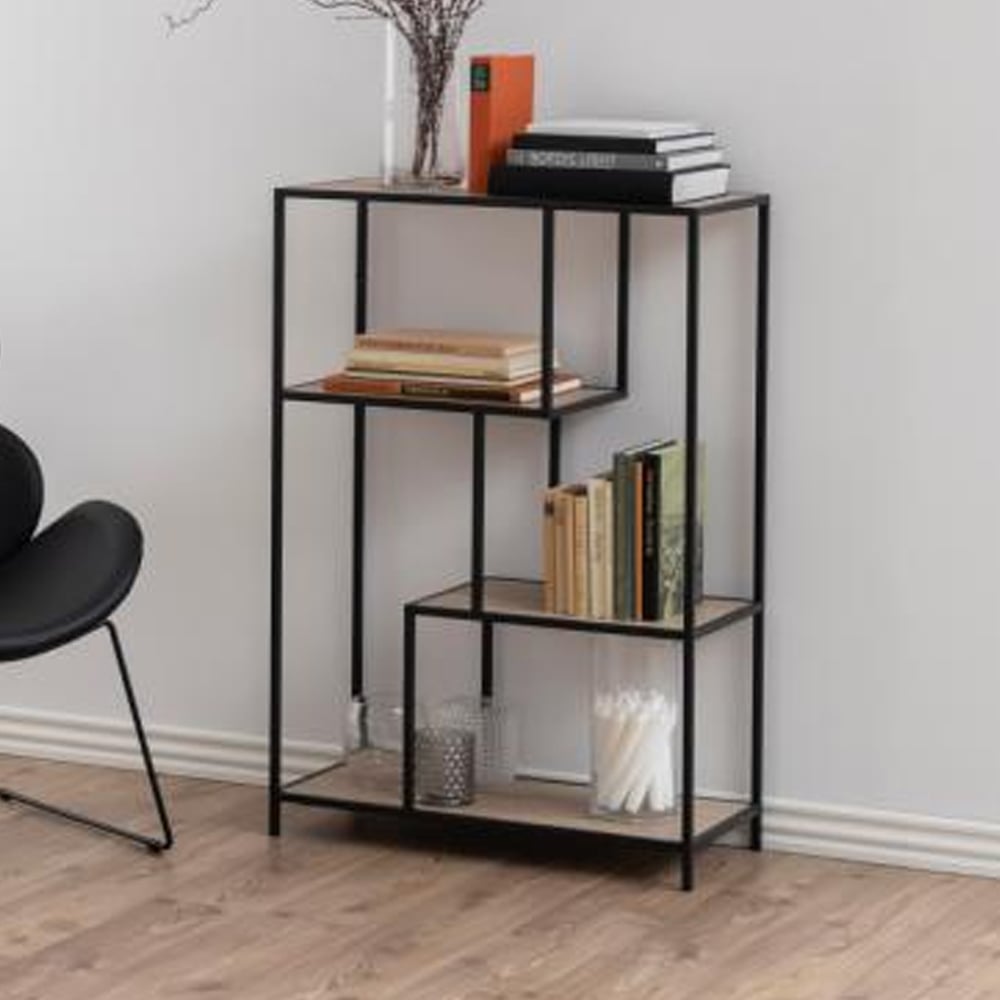 Salvo Wooden Bookcase With 3 Shelves In Matt Wild Oak