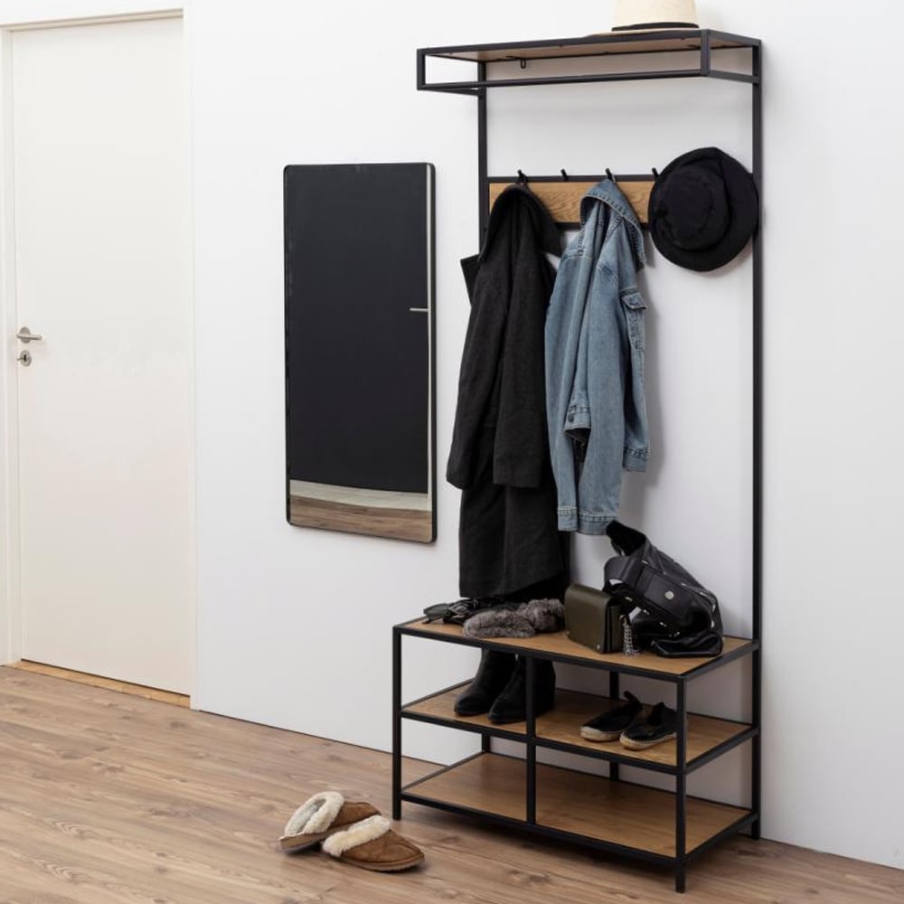 Salvo Wooden Clothes Rack With 3 Shelves In Matt Wild Oak