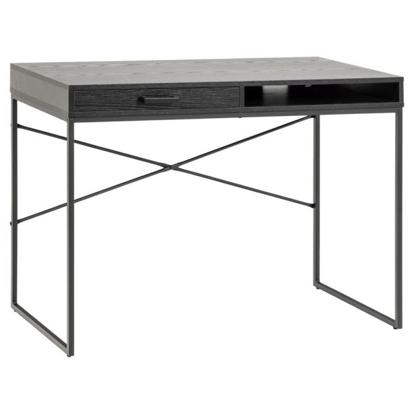 Salvo Wooden Laptop Desk With 1 Drawer In Ash Black | Bed Sava